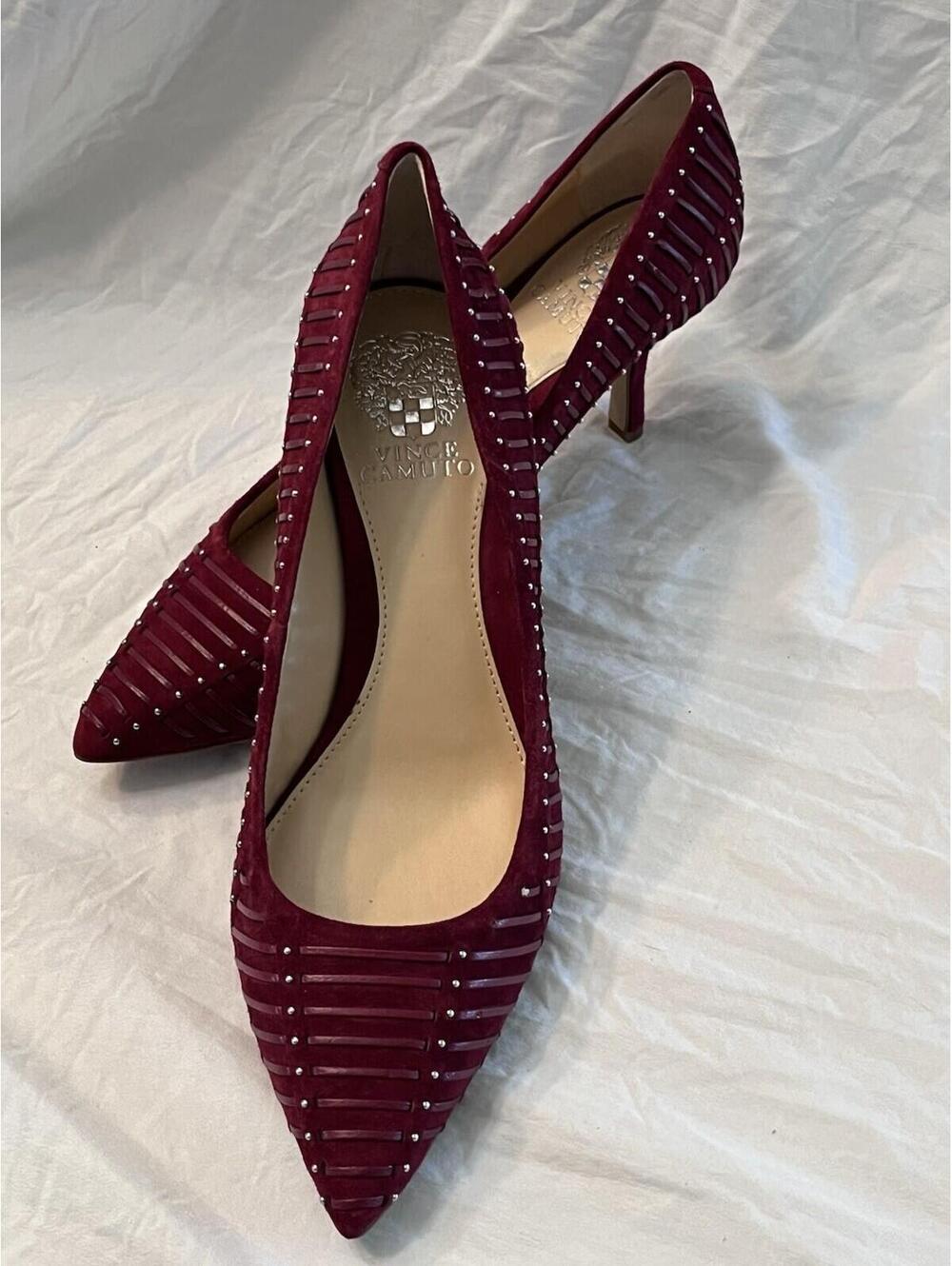 Vince Camuto Red Suede Studded Heels 9.5